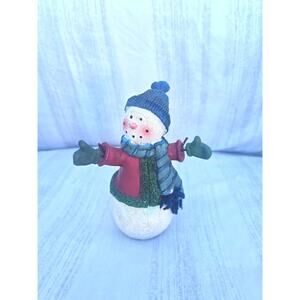 Handcrafted Snowman Figure 7 Inch Ceramic Holiday Decor Signed 2007